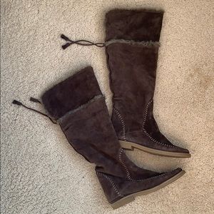 Jack Rogers Suede Tall Boots with fur lining
